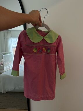 Vintage embroidery y2k dress pink green cupcake